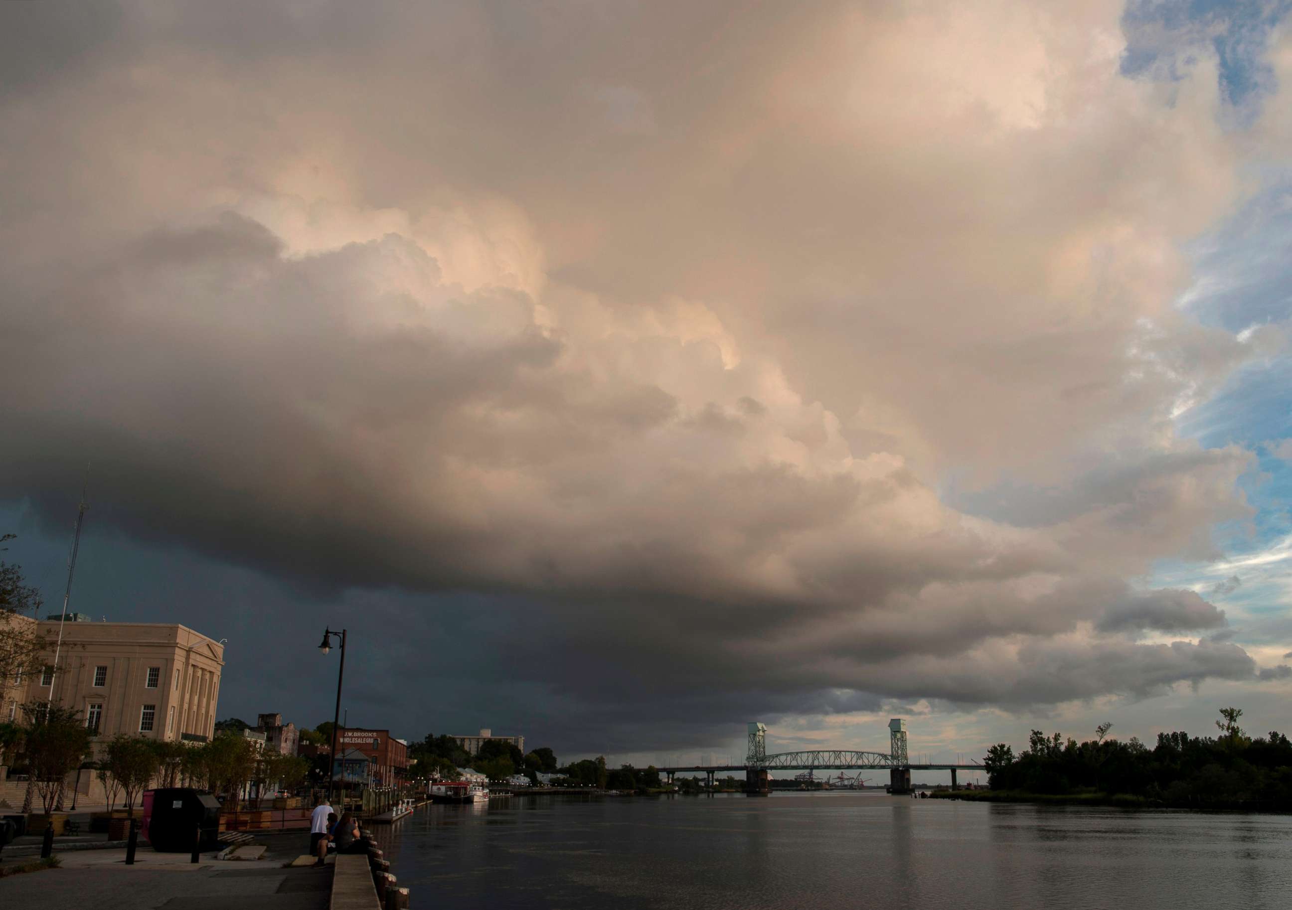 PHOTO: A large rain cloud passes over a day before the arrival of hurricane Florence in Wilmington, N.C. on Sept. 12, 2018. 
