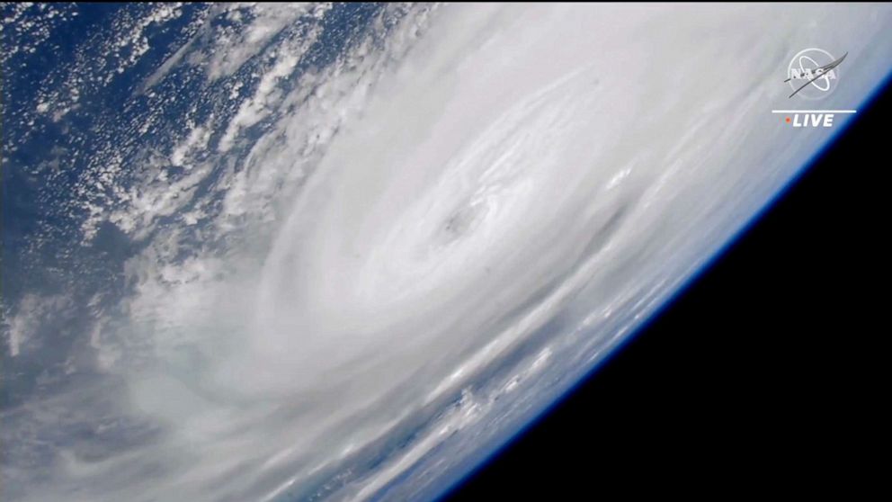PHOTO: Hurricane Ian is seen from the International Space Station, Sept. 28, 2022. Hurricane Ian made landfall in southwest Florida near Cayo Costa on Wednesday as a catastrophic Category 4 storm. 