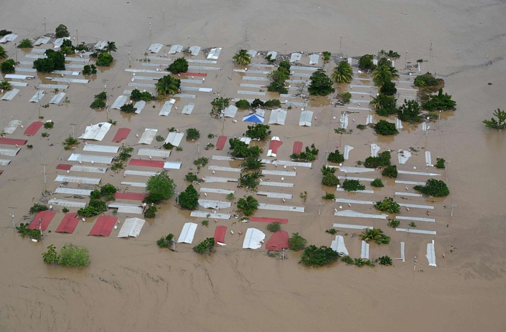 PHOTO: This is an aerial view of San Pedro Sula, Honduras, on Nov. 18, 2020, which was flooded by the overflowing of the Chamelecon river after the passage of Hurricane Iota.