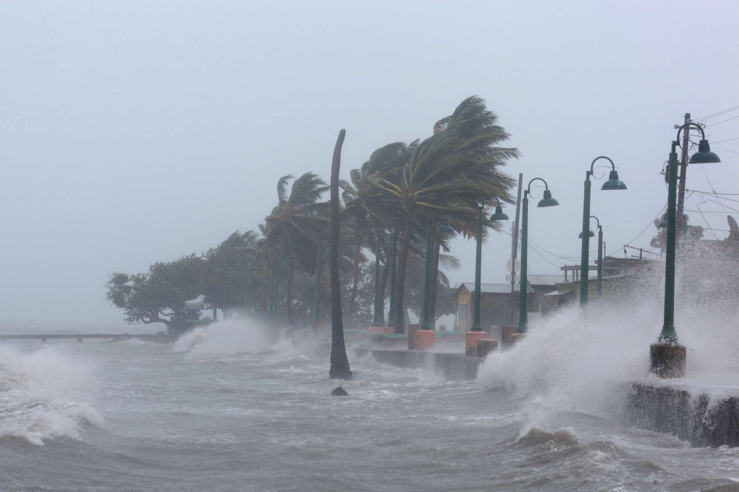 PHOTO: Waves crash against the seawall as Hurricane Irma slammed Fajardo, Puerto Rico, Sept. 6, 2017.  