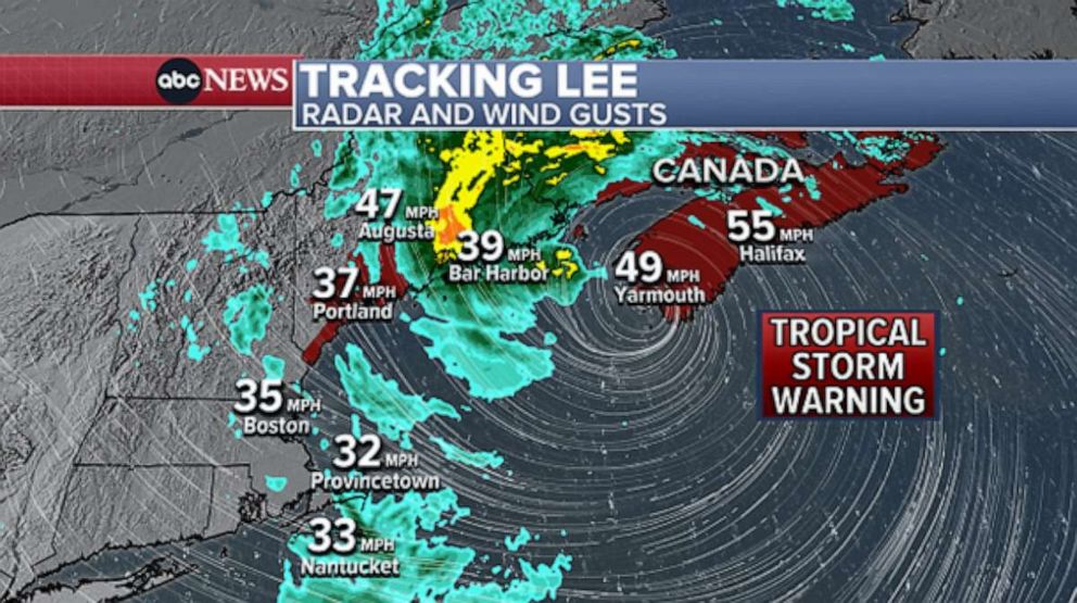 PHOTO: Hurricane Lee radar and wind gusts.