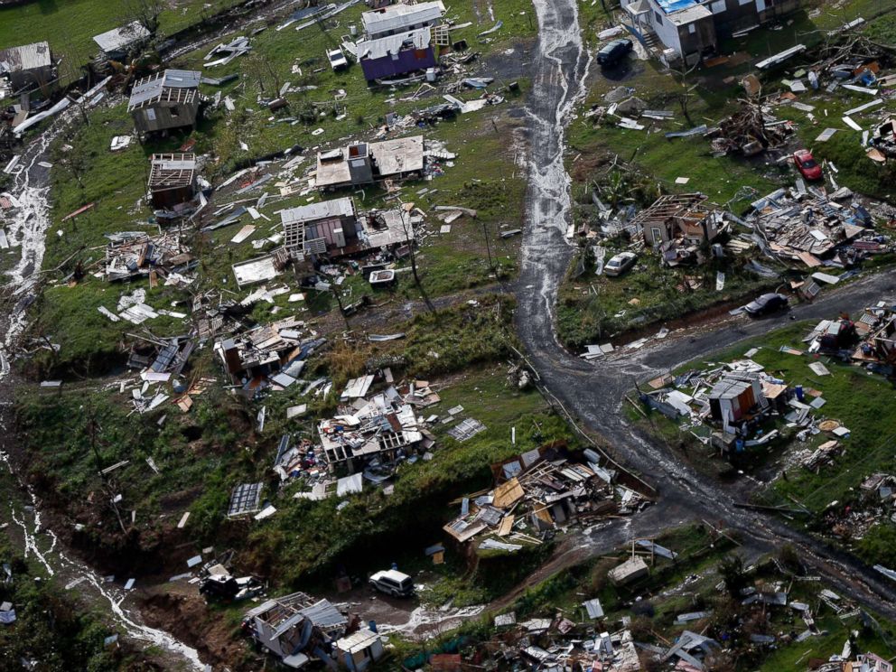 PHOTO: Destroyed communities are seen in the aftermath of Hurricane Maria in Toa Alta, Puerto Rico, Sept. 28, 2017.