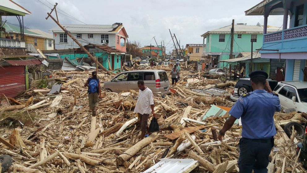 PHOTO: View of damage caused the day before by Hurricane Maria in Roseau, Dominica, Sept. 20, 2017.