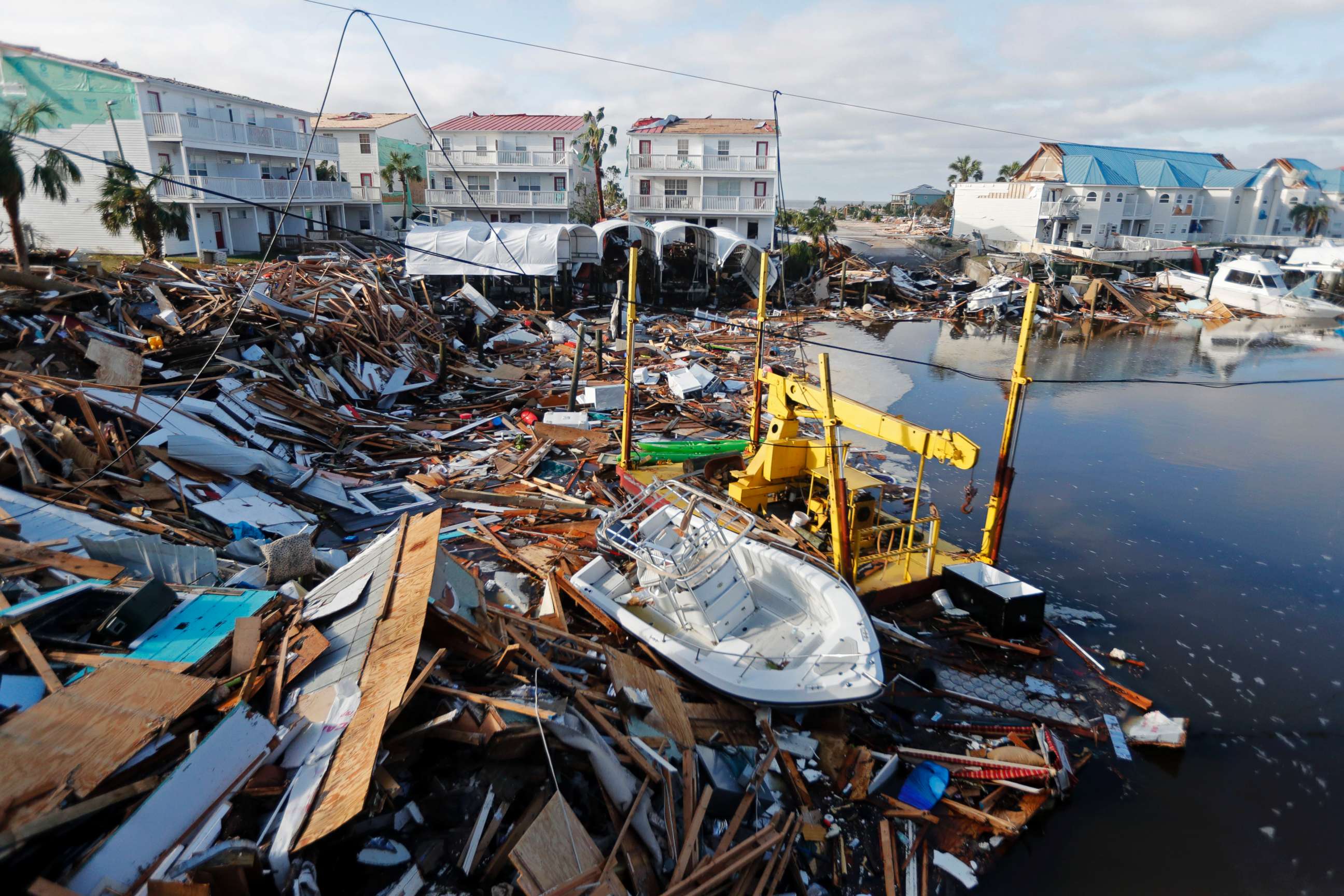 PHOTO: A boat sits amidst debris in the aftermath of Hurricane Michael in Mexico Beach, Fla., Oct. 11, 2018. 