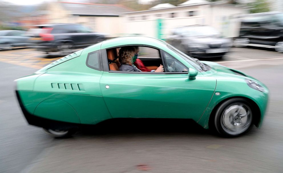PHOTO: Hydrogen-powered car manufacturer Riversimple demonstrates a two-seated Rasa in Abergavenny, Wales, Nov. 23, 2020.