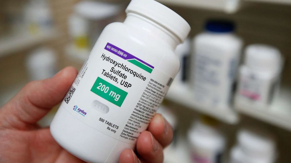 PHOTO: In this May 27, 2020, file photo, the drug hydroxychloroquine is displayed by a pharmacist at the Rock Canyon Pharmacy in Provo, Utah.