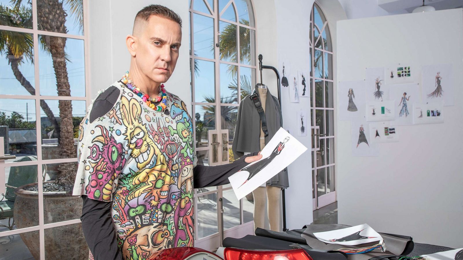 PHOTO: Fashion designer Jeremy Scott designed 10 dresses with discarded car parts from Hyundai's automobile.