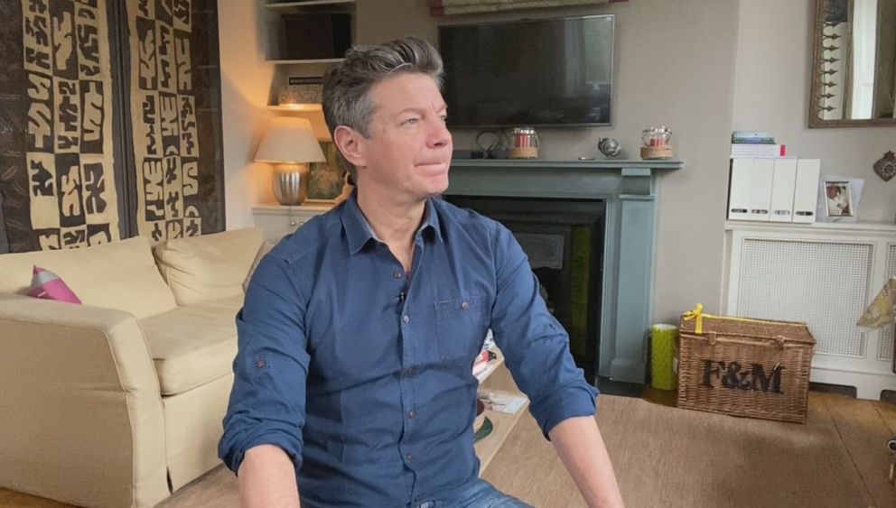 PHOTO: Ian Pannell, senior foreign correspondent for ABC News, is pictured in his apartment in the U.K. during a 14-day self-quarantine after reporting in Daegu, South Korea, during the COVID-19 outbreak.