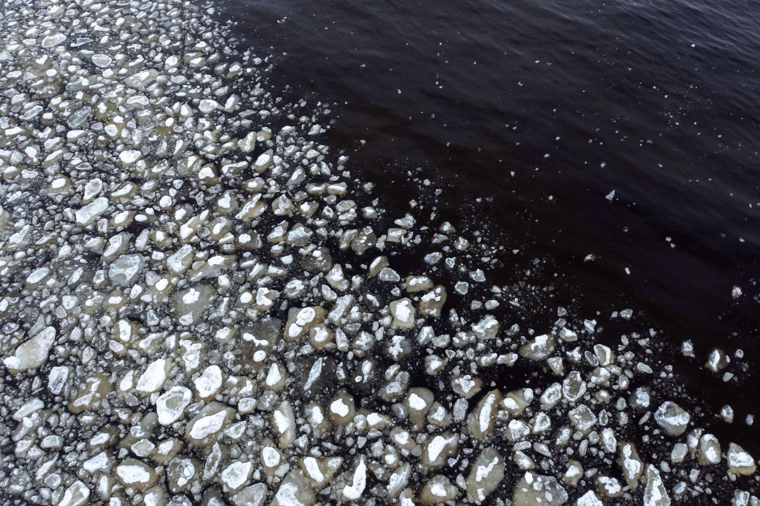 PHOTO: Ice chunks drifting in the Bothnia Gulf near the shore at the beginning of the spring, May 3, 2023.