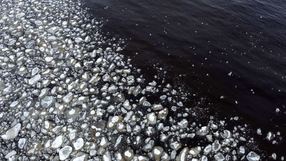 PHOTO: Ice chunks drifting in the Bothnia Gulf near the shore at the beginning of the spring, May 3, 2023.