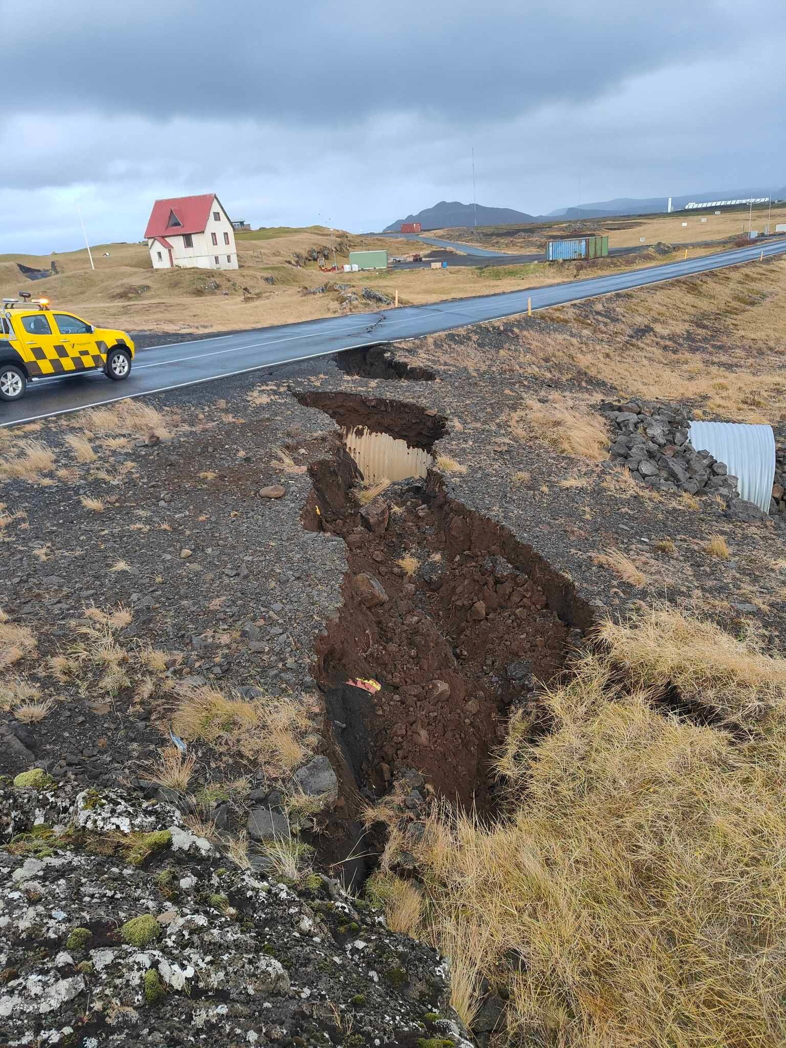 PHOTO: Cracks emerge on a road due to volcanic activity near Grindavik, Iceland, on Nov. 11, 2023.