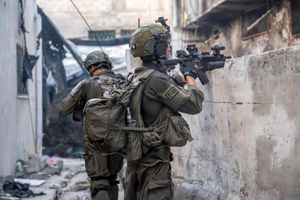 PHOTO: This handout picture released by the Israeli army on Aug. 30, 2024, reportedly shows Israeli soldiers operating in Jenin in the occupied West Bank.
