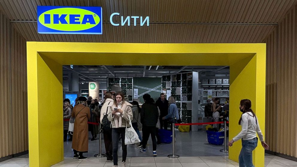 PHOTO: Customers enter an IKEA store, in Moscow, March 3, 2022. 