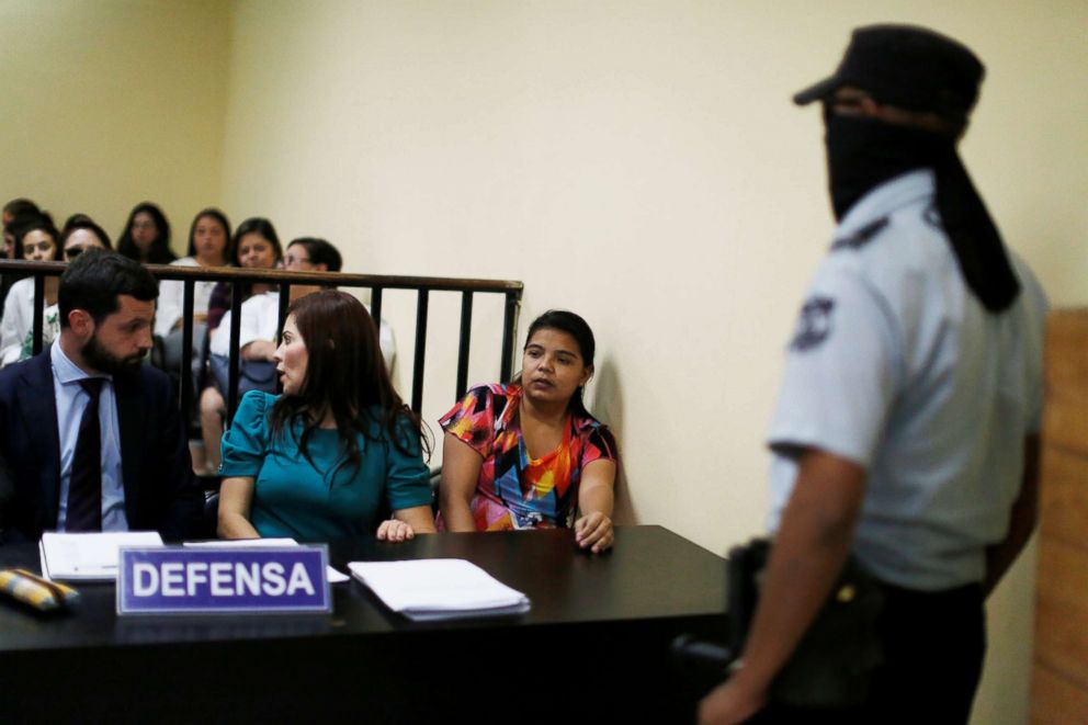 PHOTO: Imelda Cortez waits for a hearing under charges of attempted aggravated murder, as she supposedly tried intentionally to induce an abortion in Usulutan, El Salvador, Dec. 17, 2018.