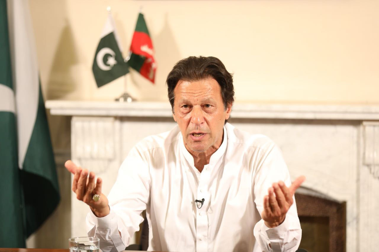 PHOTO: Newly elected Pakistani Prime Minister and leader of Pakistan Movement for Justice Imran Khan addresses to the nation after the general elections results are announced in Islamabad, Pakistan, July 26, 2018.