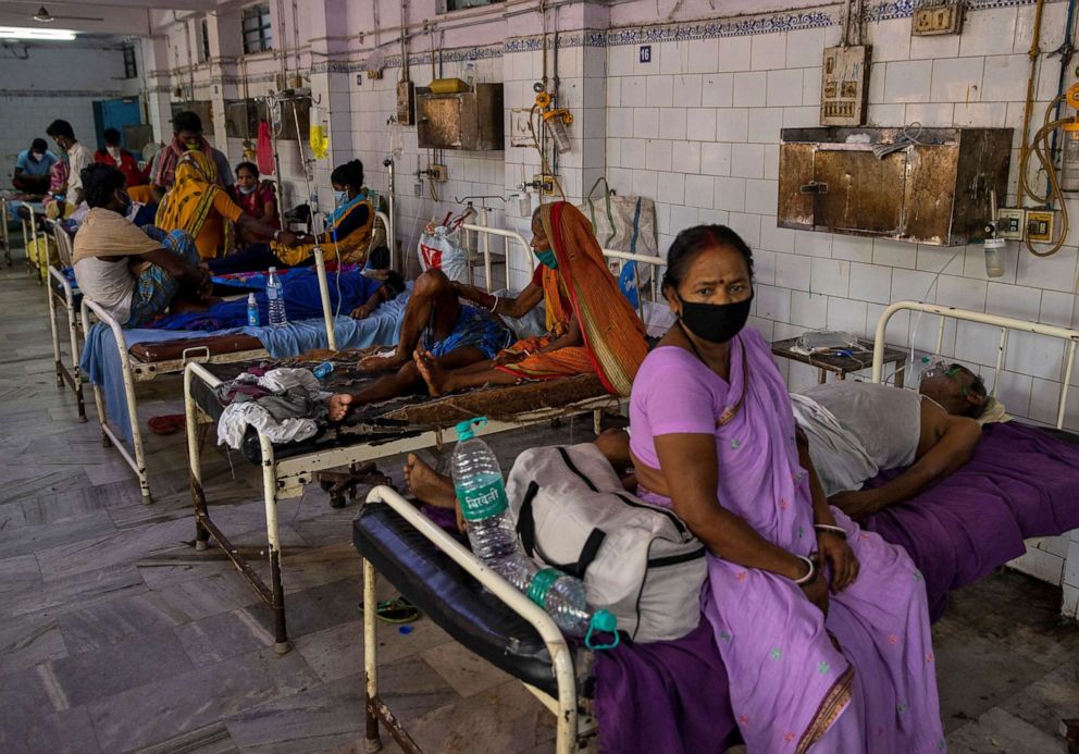 PHOTO: COVID-19 patient waits to be transferred to the Intensive Care Unit (ICU) of Jawahar Lal Nehru Medical College and Hospital, during the coronavirus disease (COVID-19) outbreak, in Bhagalpur, Bihar, India, July 27, 2020. 