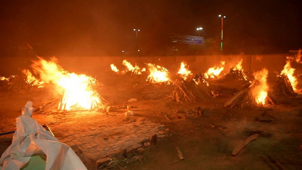 PHOTO: The funeral pyres in New Delhi have been burning nonstop during India's second COVID-19 wave.