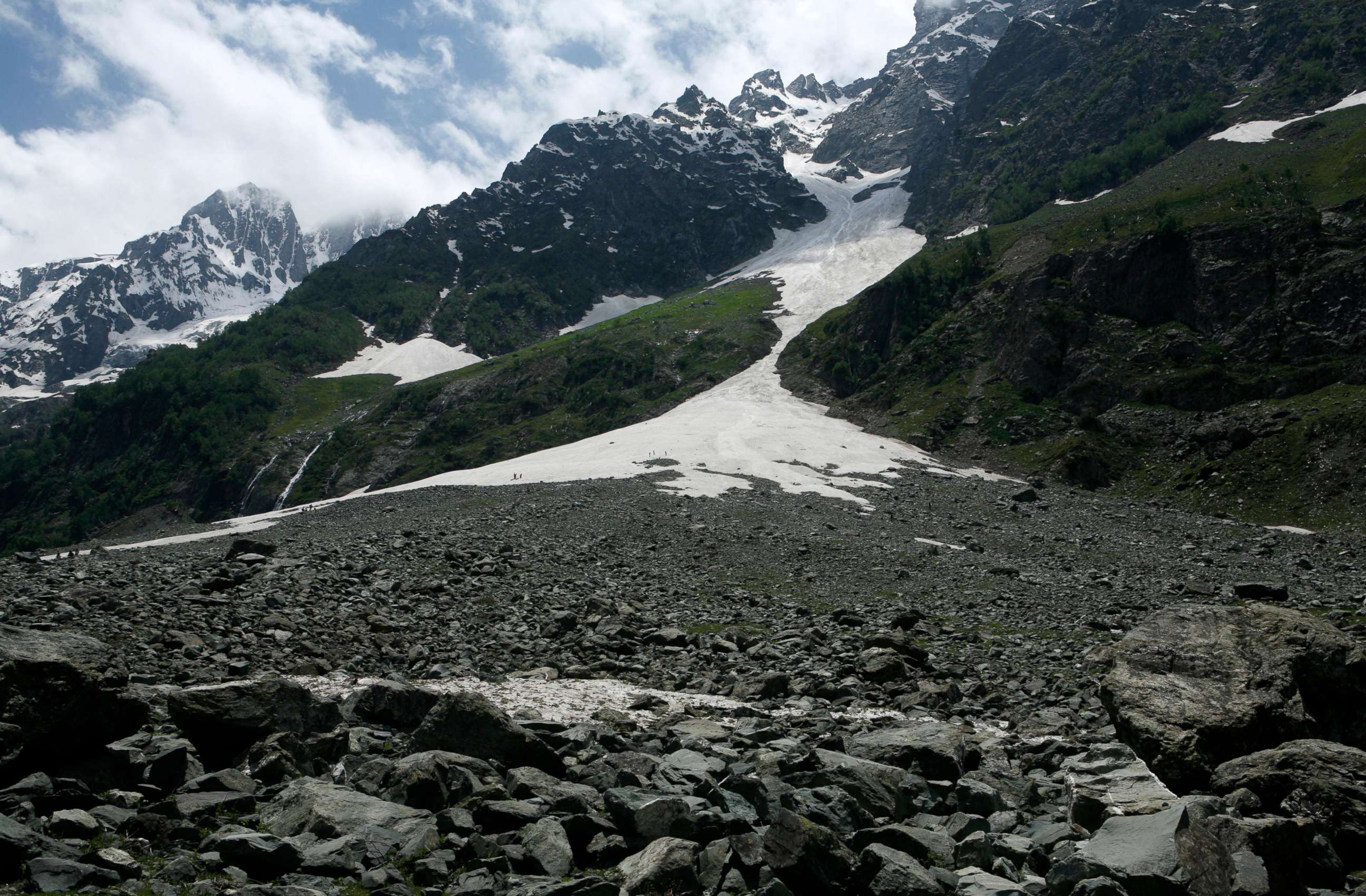 PHOTO: In this June 25, 2010, file photo, a receding glacier on in Sonamarg, Kashmir, India, is shown.