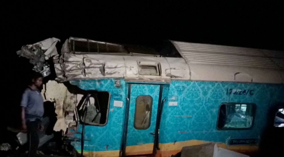 PHOTO: A view of a damaged compartment, following the deadly collision of two trains, in Balasore, India June 2, 2023.