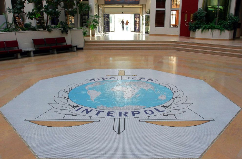 PHOTO: The entrance hall of Interpol's headquarters in Lyon, France.