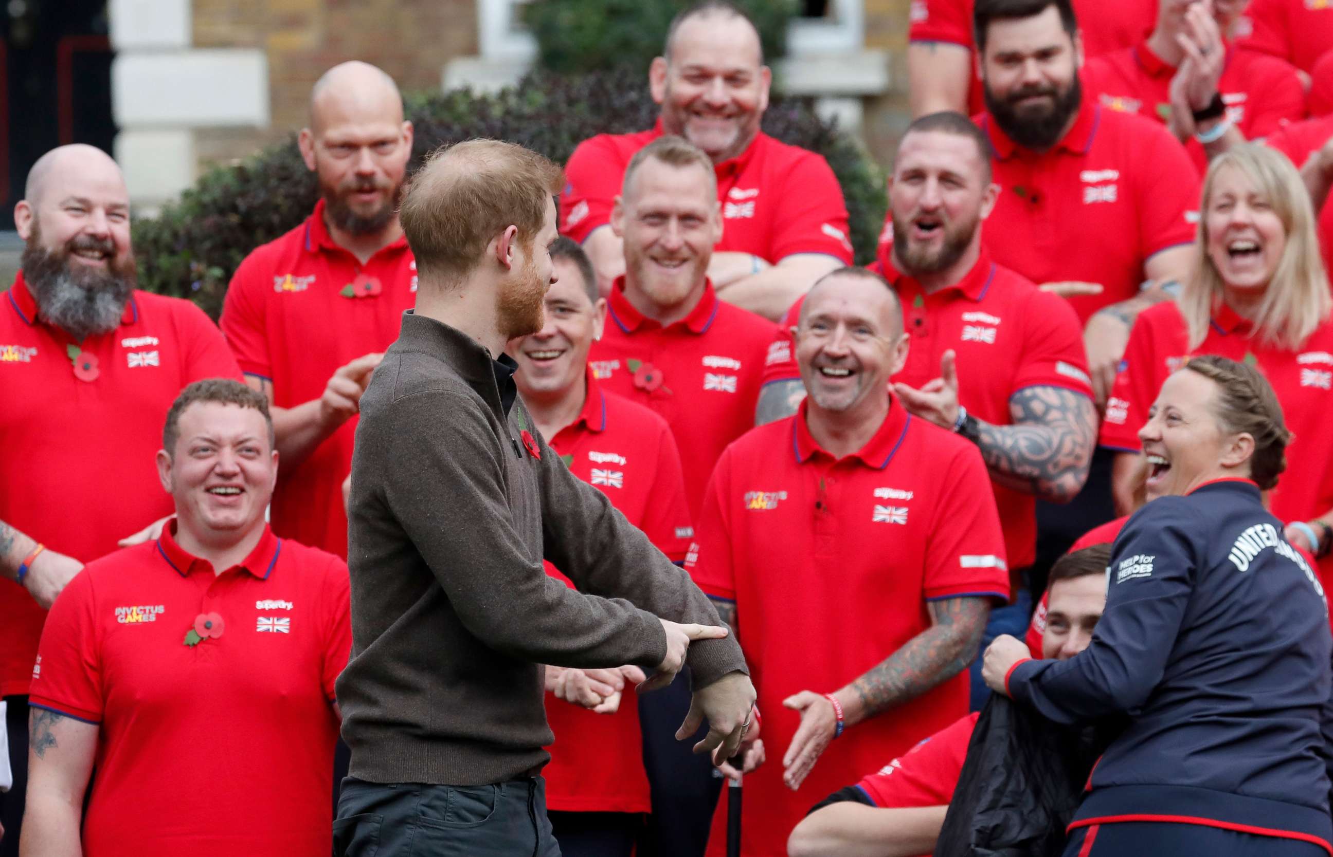 PHOTO: Prince Harry arrives for a team photo during the launch of the team selected to represent the UK at the Invictus Games The Hague 2020, in London, Oct. 29, 2019.