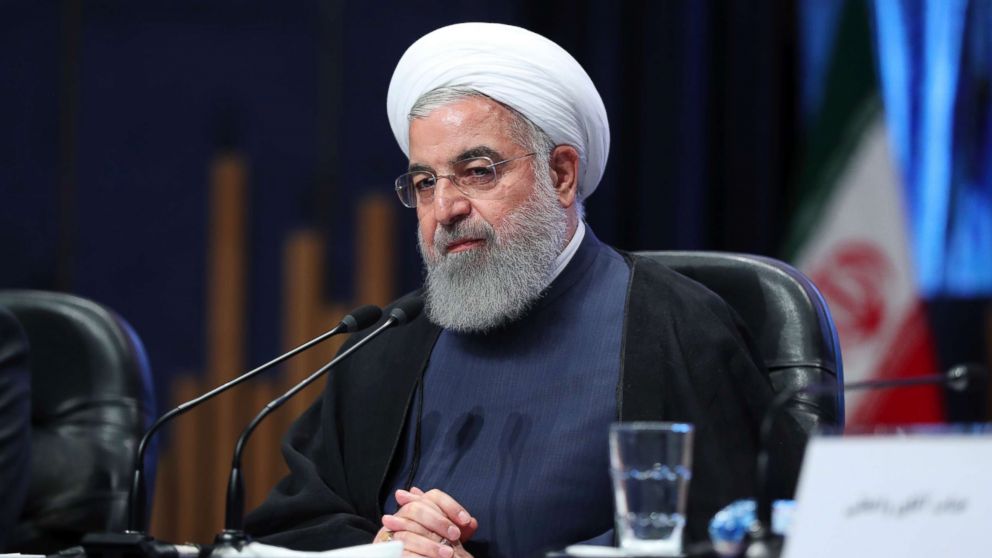 President Hassan Rouhani speaks in a meeting with officials in the northeastern city of Mashhad, Monday, May 7, 2018. Rouhani says Iran would be willing not to abandon the nuclear deal even if the United States pulls out, providing the European Union offers guarantees that Iran would keep benefiting from the accord.