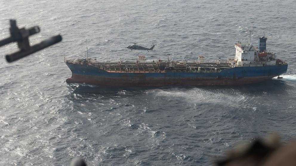 PHOTO: U.S. Marines from the 31st Marine Expeditionary Unit board M/T Celestial Sea, an Iranian-flagged commercial oil tanker suspected of attempting to violate the U.S. blockade by transiting toward an Iranian port, May 20, 2026.
