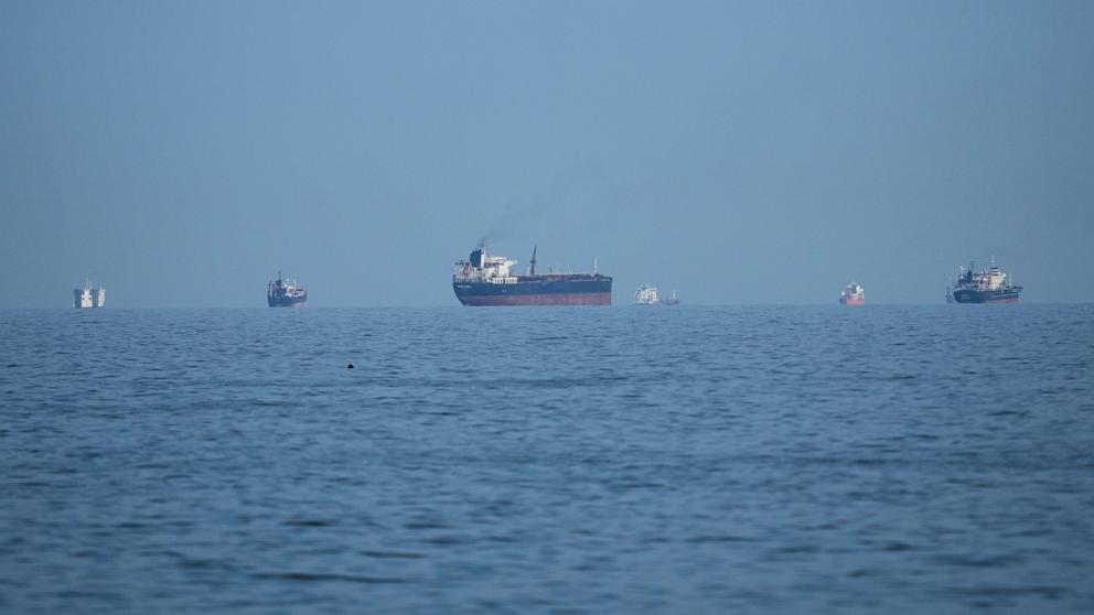 PHOTO: Oil tankers and cargo ships line up in the Strait of Hormuz as seen from Khor Fakkan, United Arab Emirates, March 11, 2026. 