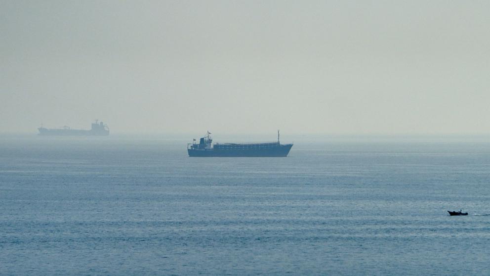 PHOTO: Vessels in the Strait of Hormuz, as seen from Musandam, Oman, July 31, 2026.