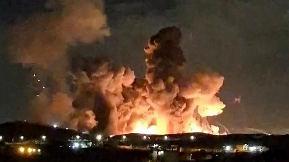 PHOTO: Smoke and fire rise following an explosion in Isfahan, Iran, March 31, 2026.