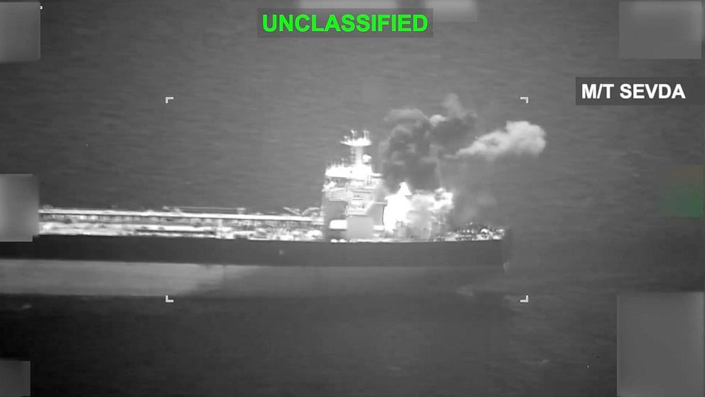 PHOTO: U.S. forces disabled the M/T Sevda, May 8, 2026, prior to it entering an Iranian port on the Gulf of Oman.