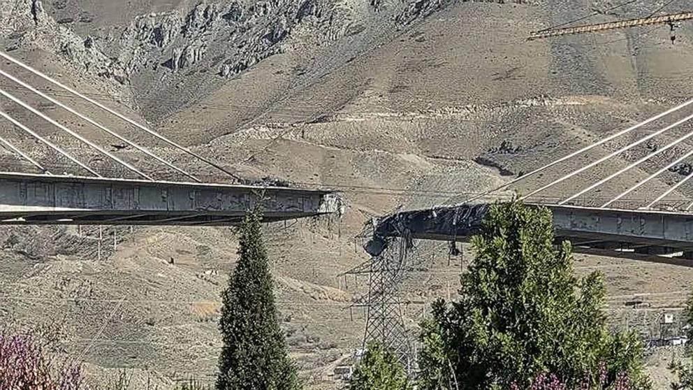 PHOTO: In a photo posted to the X account of Iranian Foreign Minister Seyed Abbas Araghchi, the B1 bridge between Karaj and Tehran, Iran is seen damaged by a strike on the structure.