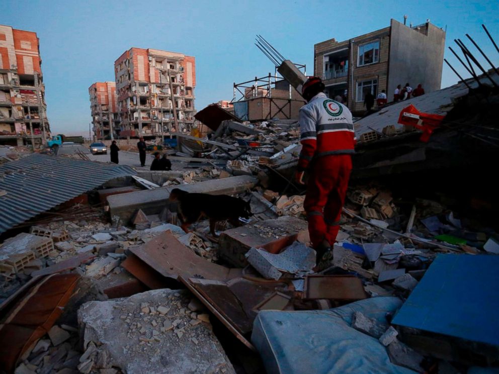 PHOTO: Rescue personnel conduct search and rescue work following a 7.3-magnitude earthquake at Sarpol-e Zahab in Irans Kermanshah province, Nov. 13, 2017.