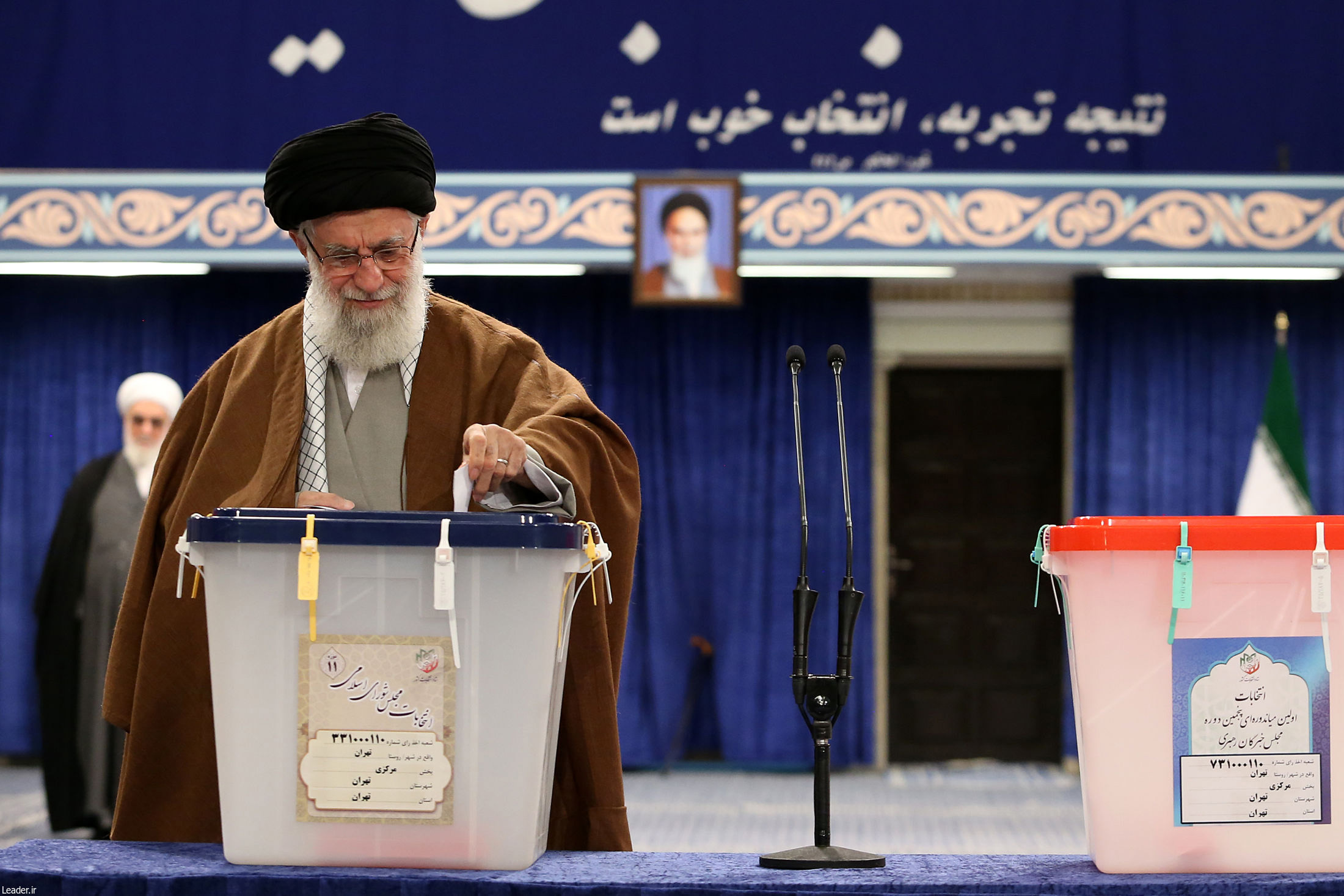 PHOTO: Handout of Iran's Supreme Leader Ayatollah Ali Khamenei casting his ballot during the parliamentary elections at a polling station in Tehran, Feb. 21, 2020.