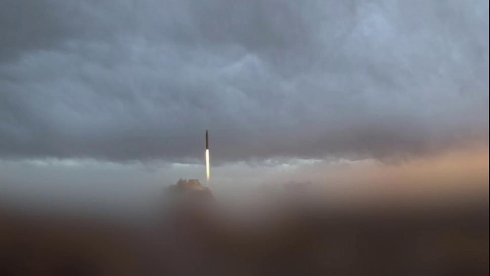 PHOTO: This video grab taken from handout footage released by the Iranian Revolutionary Guard Corps (IRGC) on March 12, 2026, shows what it says was the "launch of wave #41 of Iranian missiles." 