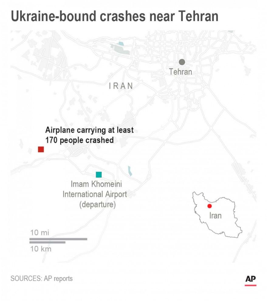 PHOTO: Map shows Ukraine-bound airplane crash near Tehran.