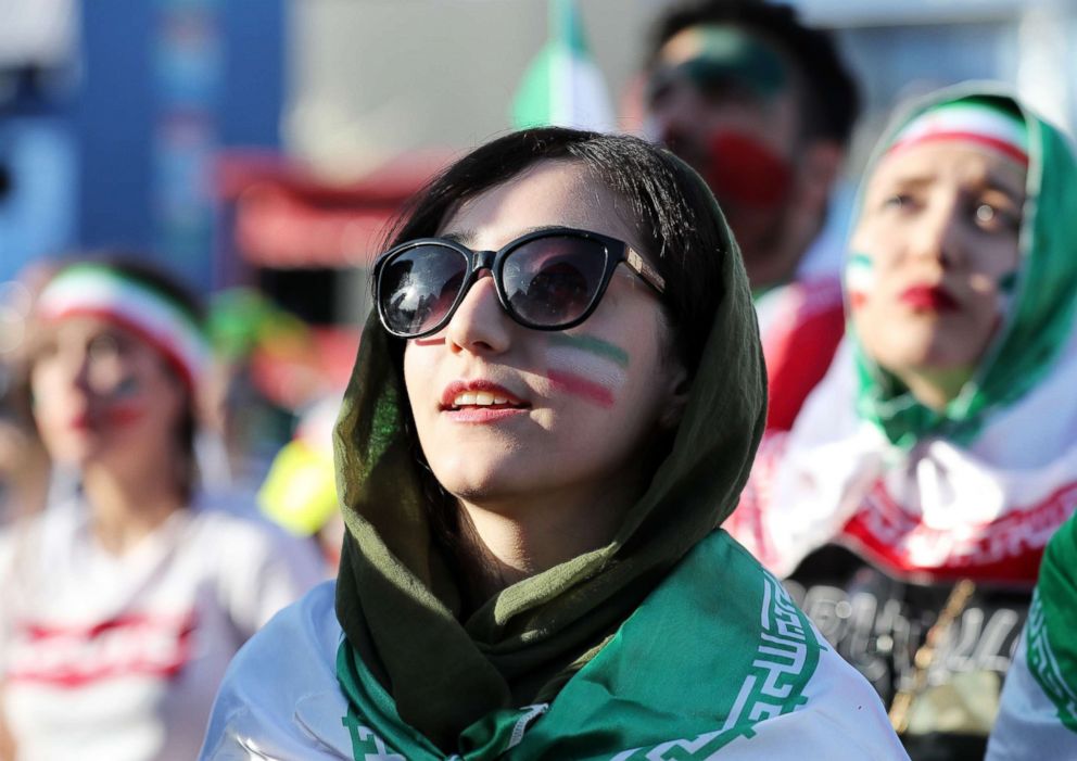 PHOTO: Fans of Iran watch the FIFA World Cup 2018 group B preliminary round soccer match between Morocco and Iran at the FIFA fan zone in Moscow, Russia, June 15, 2018.