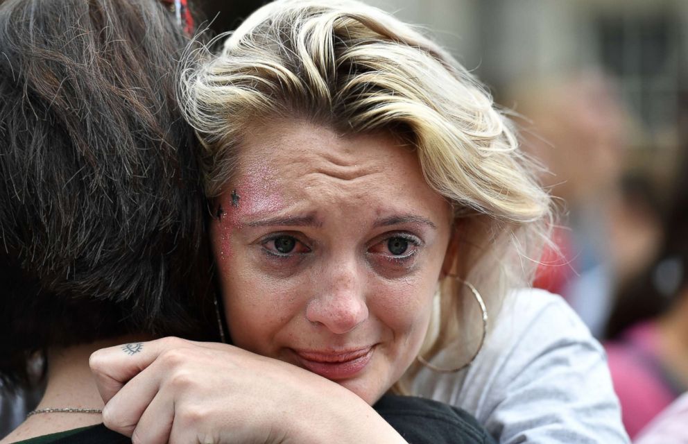 PHOTO: A woman breaks down in tears as the results in the Irish referendum on the 8th amendment concerning the country's abortion laws takes place at Dublin Castle on May 26, 2018 in Dublin, Ireland.