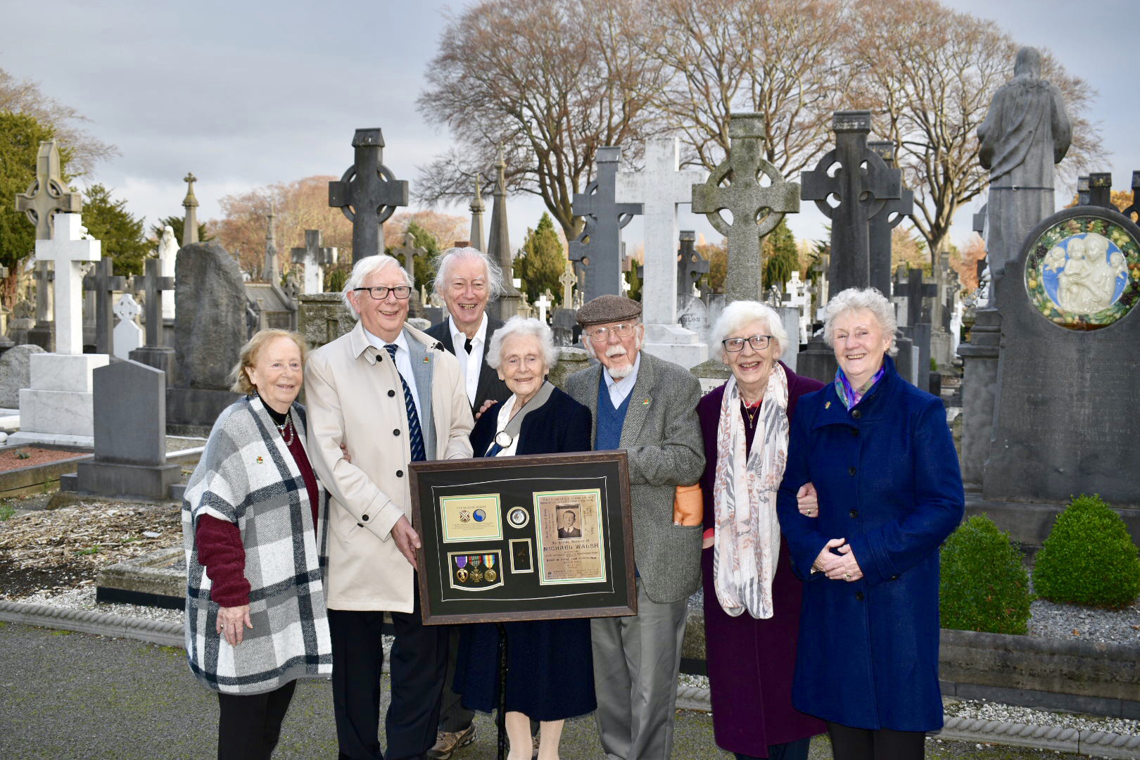PHOTO: The nieces and nephews of Private Michael Walsh receive his Purple Heart at the Glasnevin Cemetery in Dublin, Ireland. Walsh was killed in action on Oct. 24, 1918 during the Meuse-Argonne Offensive in World War I.
