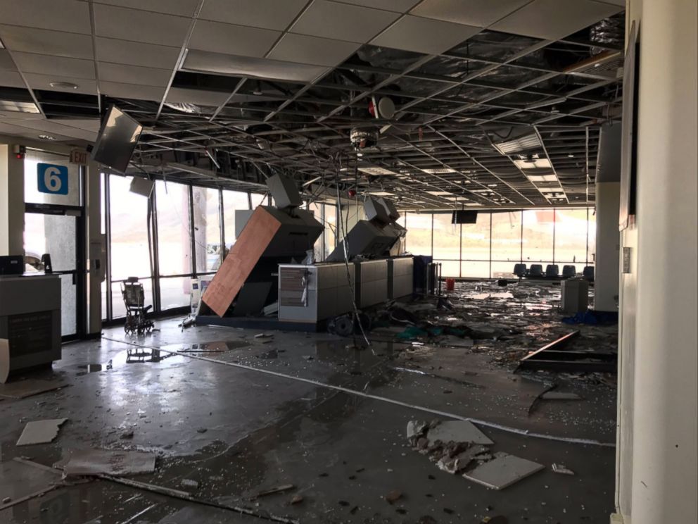 PHOTO: Damage to the airport terminal building in St. Thomas after Hurricane Irma struck the U.S. Virgin Island.