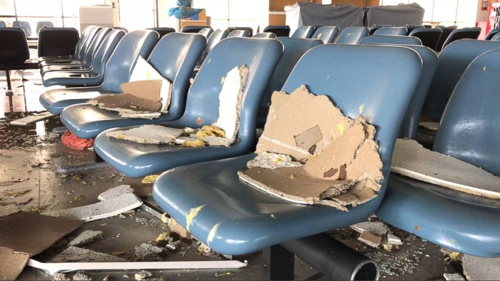 PHOTO: Damage to the airport terminal building in St. Thomas after Hurricane Irma struck the U.S. Virgin Island.