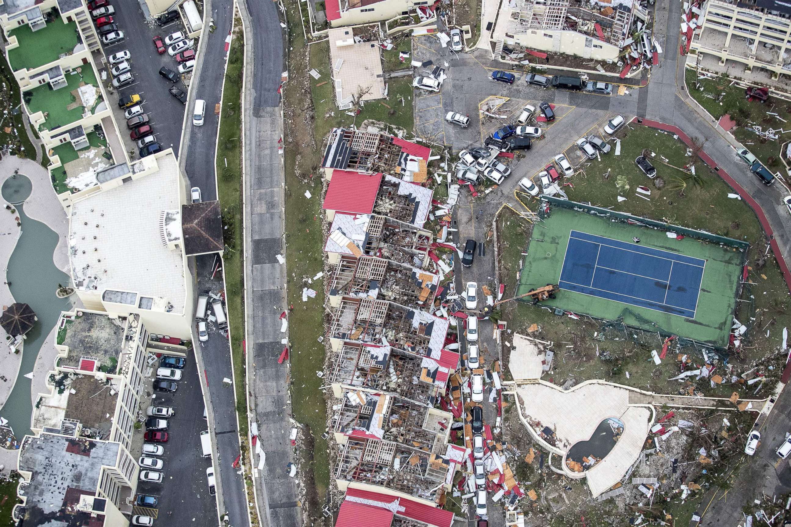 PHOTO: An aerial photo shows the damage from Hurricane Irma on the Caribbean island of St. Martin, Sept. 6, 2017.