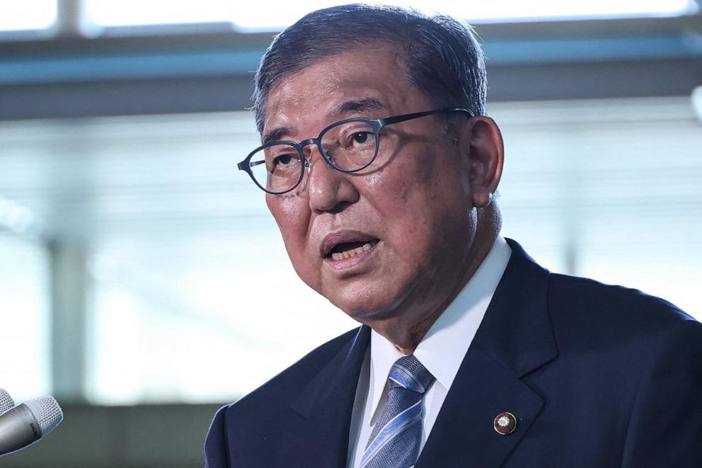 PHOTO: Japan's Prime Minister Shigeru Ishiba explains the contents of the Japan-US tariff agreement to reporters, at the prime minister's office in Tokyo on July 23, 2025.