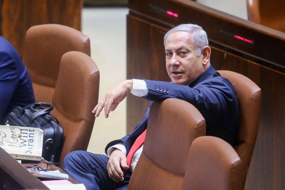 PHOTO: Israeli Prime Minister Benjamin Netanyahu attends the Knesset Plenary Hall session ahead of the vote on the National Law defining the country as the nation state of the Jewish people, July 18, 2018.
