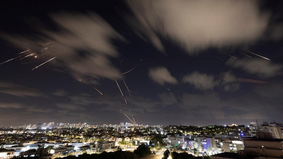 PHOTO: Israel's Iron Dome anti-missile system intercepts rockets, as seen from Ashkelon, Israel, Oct. 1, 2024.