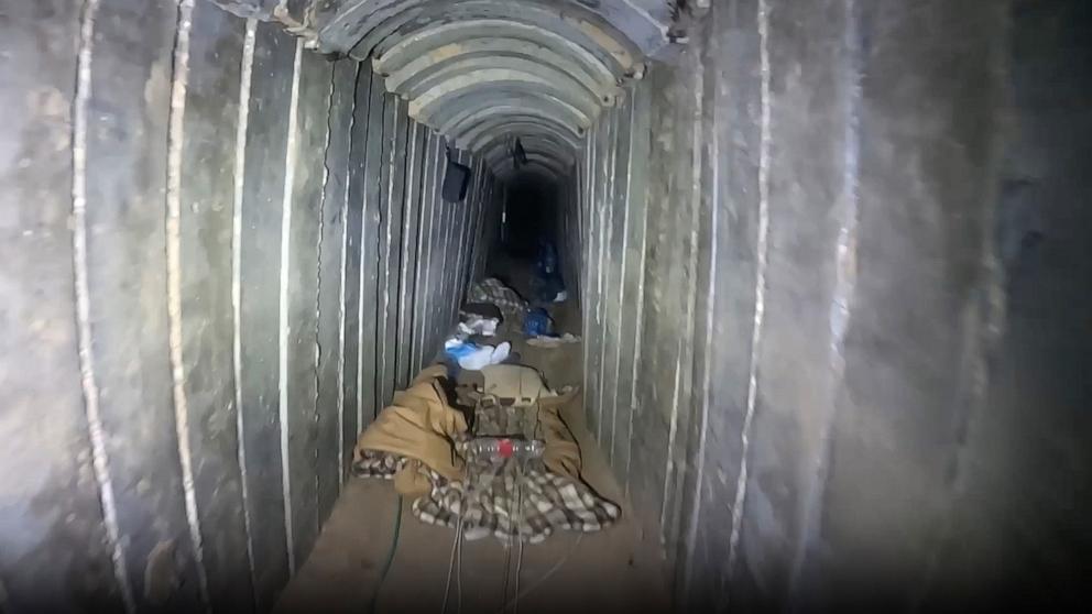 PHOTO: The tunnel where the bodies of six hostages were recovered at an unknown location in Gaza.