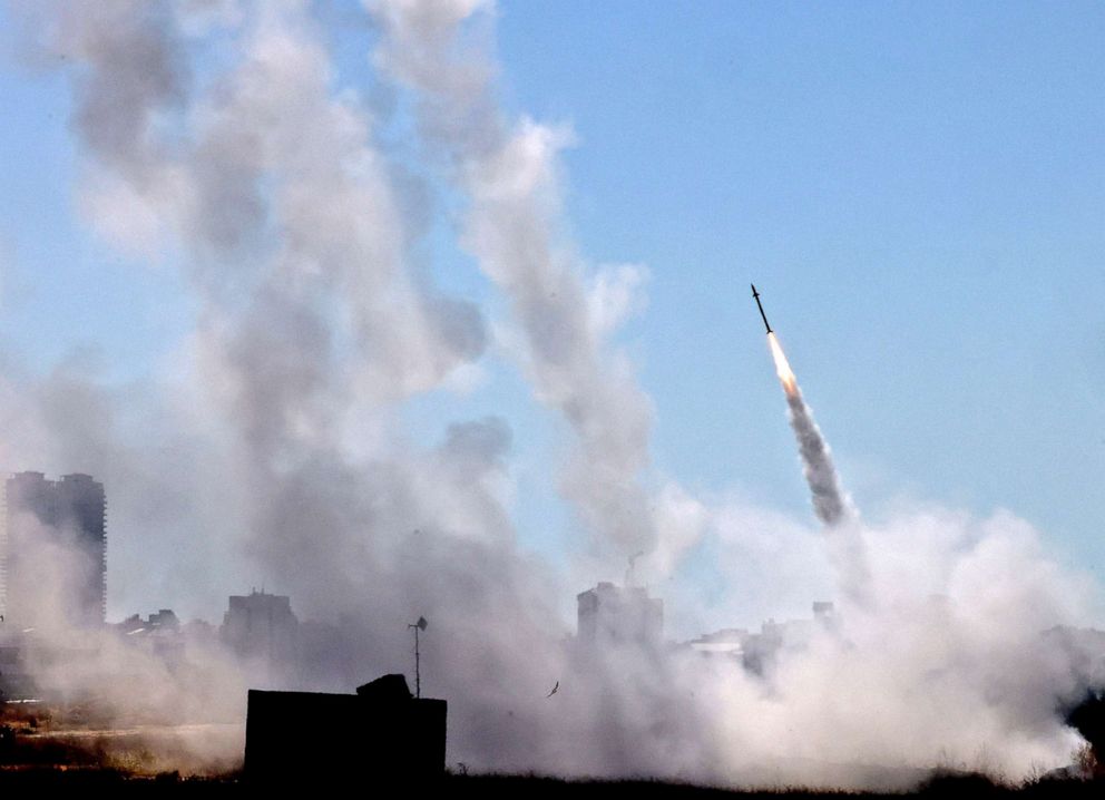 PHOTO: Israel's Iron Dome aerial defence system is activated to intercept a rocket launched from the Gaza Strip, controlled by the Palestinian Hamas movement, above the southern Israeli city of Ashdod, May 12, 2021.