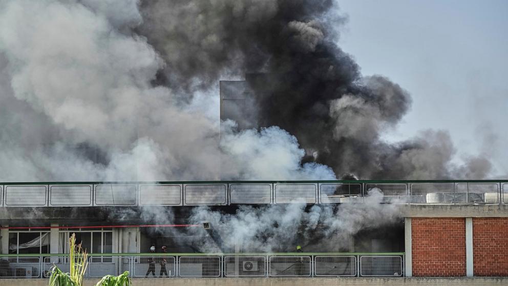 PHOTO: Firefighters work in a building of the Soroka hospital complex after it was hit by a missile fired from Iran in Beersheba, Israel, June 19, 2025.