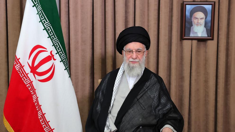 PHOTO: In this June 18, 2025, handout image, Iranian Supreme Leader Ali Khamenei addresses the nation in a state television broadcast in Tehran, Iran