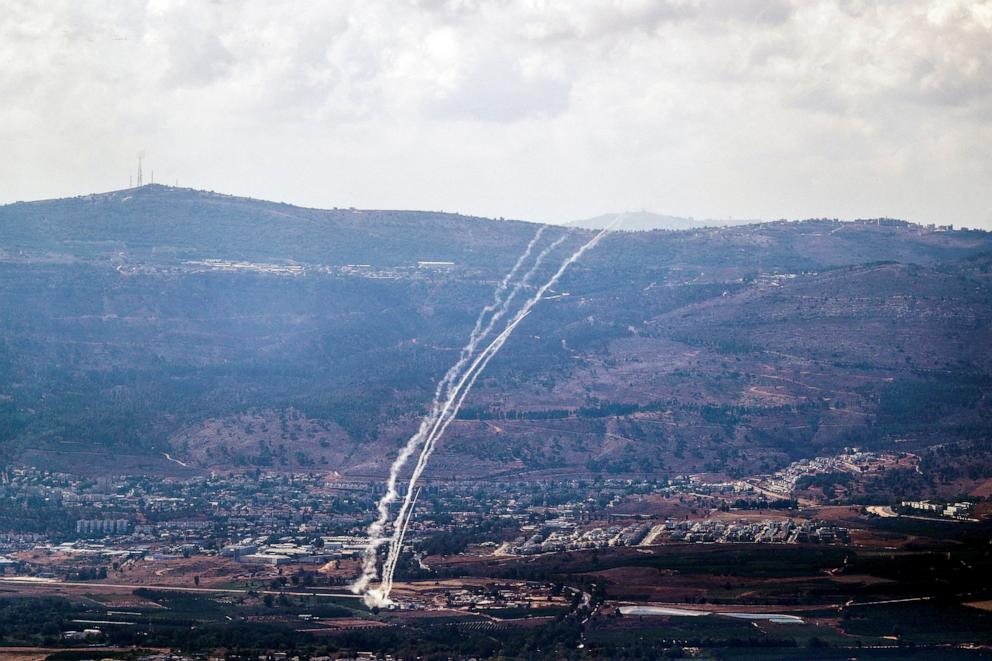 PHOTO: Israel's Iron Dome anti-missile system operates for interceptions as rockets are launched from Lebanon towards Israel, amid cross-border hostilities between Hezbollah and Israel, as seen from northern Israel, on Sept. 21, 2024. 